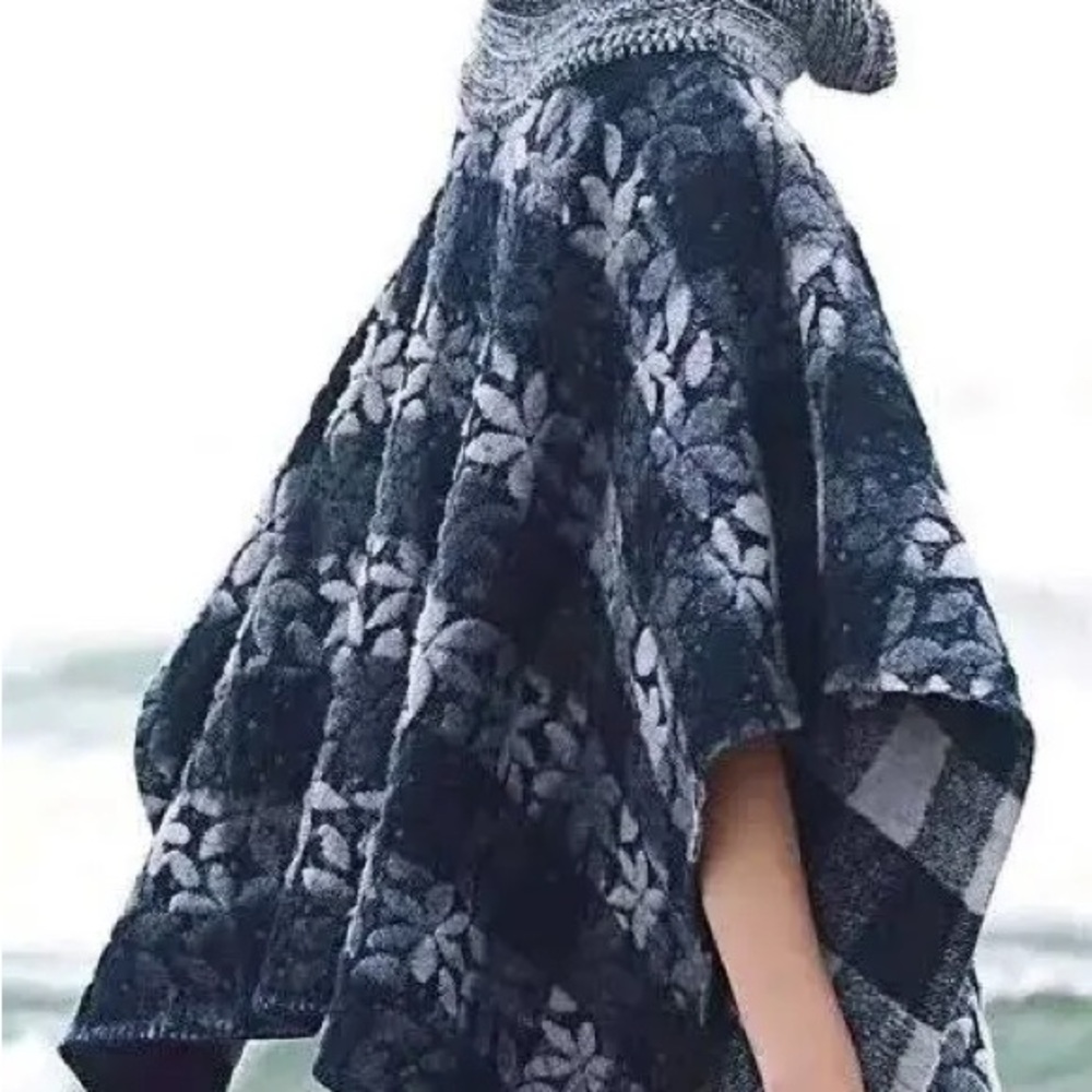 Aeropostale Black and Gray Floral Cape